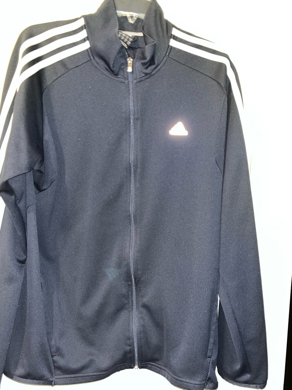 Adidas Original Men’s Track Jacket Full Zipper Blue White 3 stripes Size M